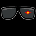 icomania:Sunglasses with red target.