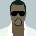 icomania:Black man with sunglasses and white t-shirt.