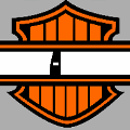 icomania:Orange logo with white ribbon.