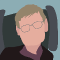 icomania:Man with glasses and head rest.