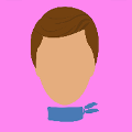 icomania:Man with brown hair, blue collar and pink background.