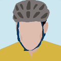 icomania:Biker, man with cycling helmet on and yellow shirt.