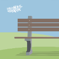 icomania:A wooden bench on the grass