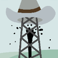 icomania:Cowboy hat on electric pole with black hand.