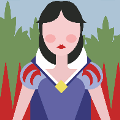 icomania:Girl with rosy cheeks, black hair, and a blue dress.