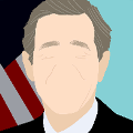 icomania:Profiel of a president with greyish brown hair.