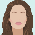 icomania:A woman with long brown hair and pink lips and no eyes