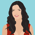 icomania:A woman with long black hair and a red dress