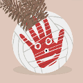 icomania:A volleyball with a red hand print on it