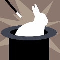 icomania:A white rabbit in a top hat with a magic wand.