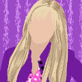 icomania:A girl with long blonde hair wearing a purple shirt.