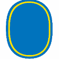 icomania:A blue oval with yellow lining.